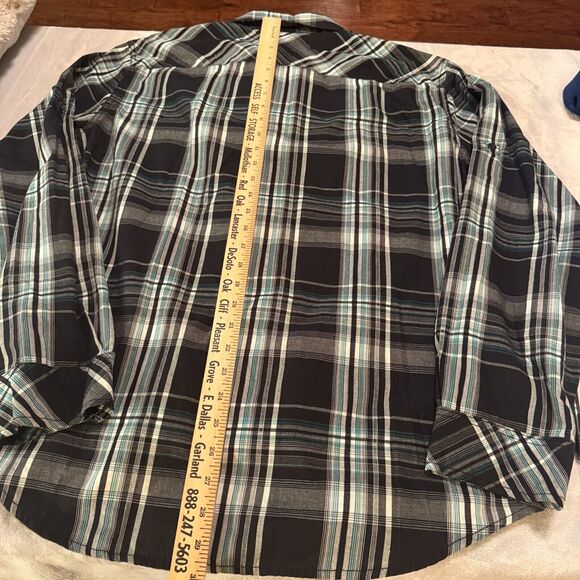 Helix Plaid Button Up Shirt Mens size L Western Athletic Fit Black long Sleeve - Picture 6 of 8